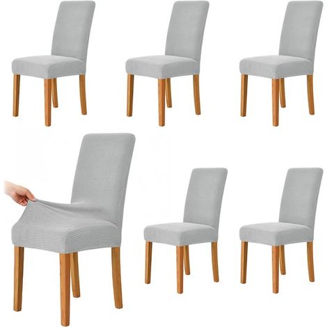 Fundas para sillas de comedor,Paquete de 6,Fundas para sillas,Fundas decorativas para asientos,Largo/Ancho/Alto: 38,48 / 38,48 / 47,58 cm (1/5)
