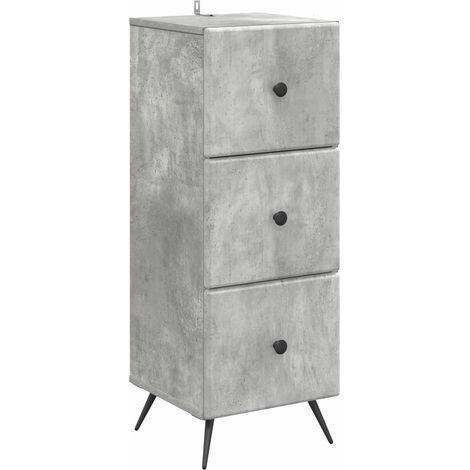 vidaXL Mobile con Cassetti Grigio Cemento 33 x 34,5 x 90 cm