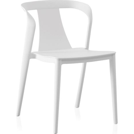 Chaise blanche design empilable en polypropylène assise métal - blanc mat élégant (1/5)