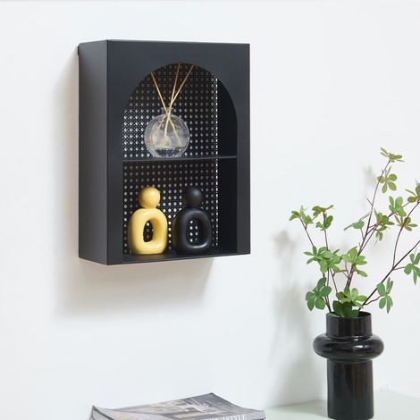 Wandregal Jäller Metall 40x30x13 cm Schwarz [en.casa]