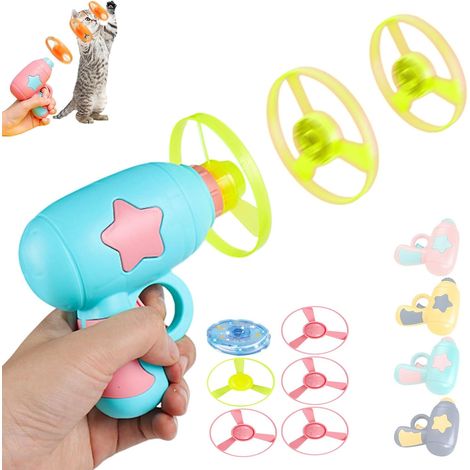 Jouet pour chat, lanceur de libellule en bambou, jouet interactif pour chat et soucoupe volante en plein air, LED lumineuse pour l'exercice et le jeu de nuit, cadeau amusant pour les loisirs (1/5)