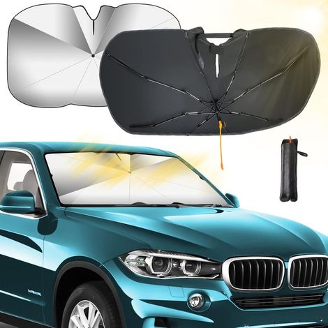 Parapluie Pare Soleil Pare Brise Avant de Voiture, Rotation à 360° Amélioré Parapluie de Voiture Pliable PareSoleil Couverture, Protection UV et Isolation Thermique Pliable Automobile, M (1/4)