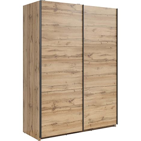 Armoire placard à 2 portes coulissantes coloris Chêne wotan - Longueur 153,5 x Profondeur 60 x Hauteur 195,5 cm (1/5)