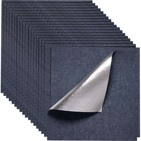 Moquette en dalles 610x610 mm, lot de 15, adhésif auto, moelleuse, couverture sans joint 5,6 m², facile à poser, pour salon ou bureau, gris. (1/5)