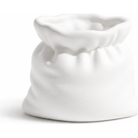 Vaso decorativo bianco a forma di sacchetto per piante grasse e piccole piante. (1/3)