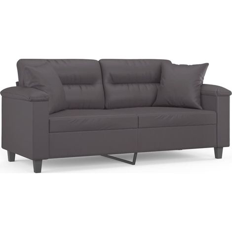 Maison Exclusive - Canapé 2 places avec oreillers décoratifs gris 140cm similicuir