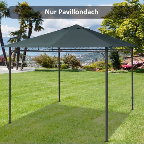 Lona de techo para cenador 3 x 3 m, poliéster 180 g/m² con revestimiento PA, gris oscuro DESVIAE (1/5)