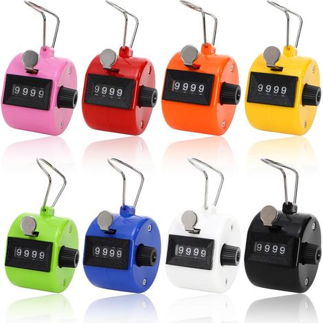 Lot de 8 compteurs manuels à 4 chiffres, compteurs mécaniques, compteurs de scores pour entraînement, tricot, personnes, tour, pêche, golf (1/5)