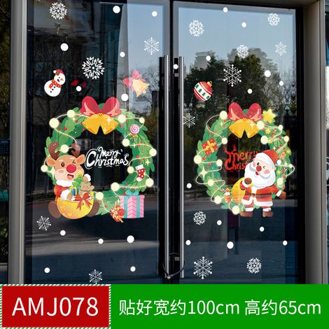 Autocollants de Noël pour centres commerciaux, magasins, vitrines, sapins de Noël, flocons de neige, boules à suspendre, nœuds décoratifs et autocollants statiques pour vitres.