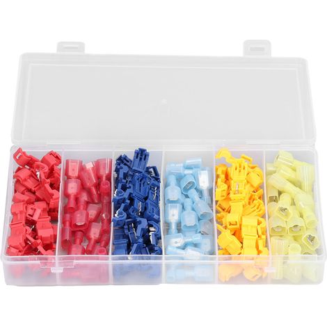 Kit de connecteurs de fils T à épissure rapide isolés, embouts mâles à fourche, assortiment de bornes à déconnexion rapide (1/5)
