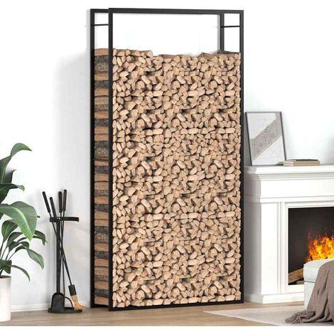 Portant de bois de chauffage- Porte-bûches -Meuble pour range bûches Noir mat 110x28x214 cm Acier 791764 (1/5)