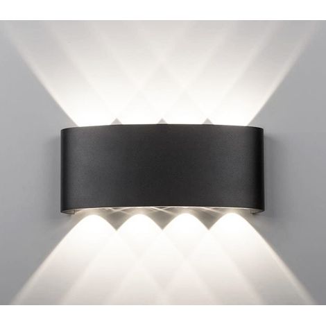 Applique LED Lampada Parete Ovale 24W Doppia Luce Fredda Nero Esterno Interno (1/5)