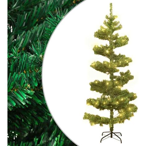 Sapin de Noël Artificiel Hélicoïdal Pré-éclairé 150 cm Vert 120 LED Blanc Chaud PVC - PANGIVO (1/5)