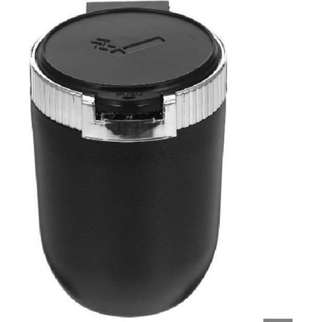 Cendrier Voiture - Couvercle Étanche - Veilleuse Intégrée - Pour Porte-Gobelet - ABS Argent - 1 Pièce (1/4)