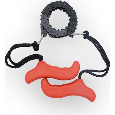 Handkettensäge – Kompakt, tragbar, Kohlenstoffstahl, Überlebenssäge, 48 cm, rot