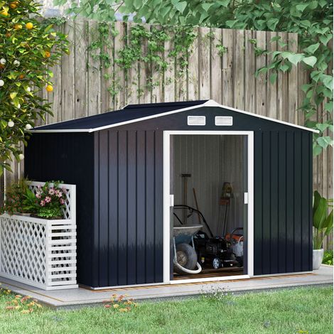 Abri de jardin 277x195x192 cm en acier gris anthracite, avec rangement pour jardin FloraGrace (1/5)
