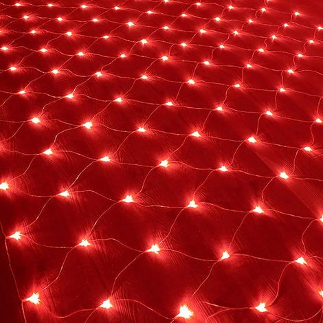 Filet lumineux 192LED, guirlande lumineuse étanche à piles, rideau de lumière maillé pour jardin extérieur intérieur Noël mariage fête décor mural (Multicolore, 3x2M) (1/5)