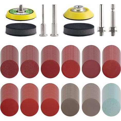 240 disques abrasifs 50mm + 2 plaques support 6.35mm - Grain 80-3000 - Pour outils rotatifs (1/5)