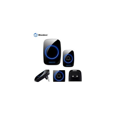 Bluedeer – Sonnette sans fil étanche 300m – 38 sonneries – Volume réglable 0-85 dB – IP44 – Utilisation maison, bureau, hôpital