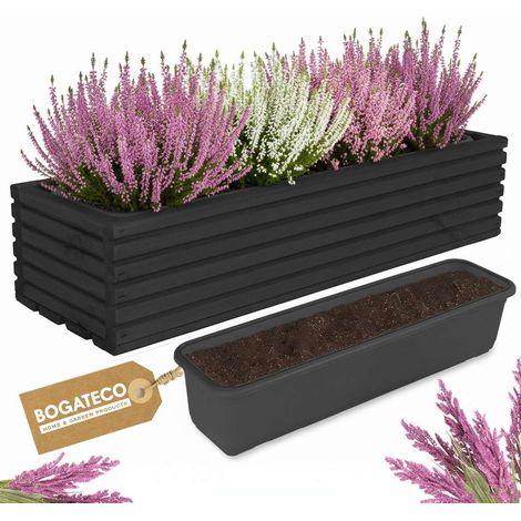 Jardinière Bois Bogateco 64x20x14 cm avec Bac Noir (1/5)