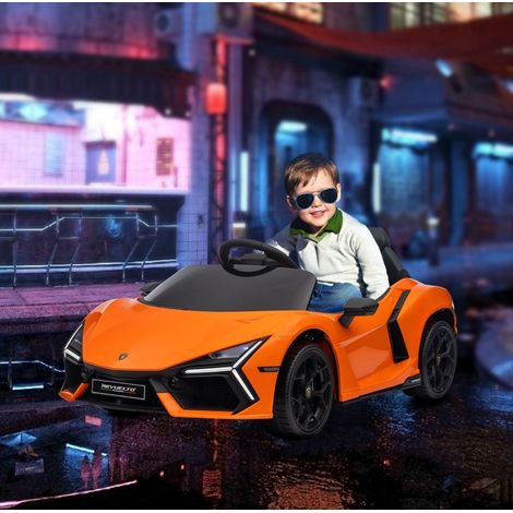 Coche eléctrico infantil 3-5 años, con mando, 3 velocidades, LED, naranja OKMYHOME (1/5)