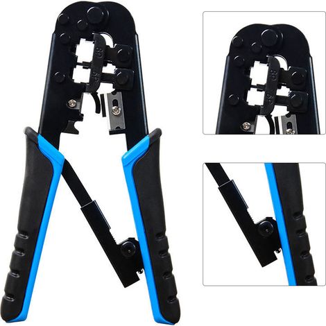 1 outil de sertissage de câble réseau bleu (6P/8P, Cat 5e/6), outil de sertissage RJ45 (568R), coupe-fil. (1/5)