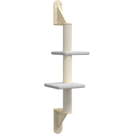 Arbre à chat meuble tour grimper jouet grattage grattoir escalade plateforme mural avec griffoir clair 108 cm gris (1/4)