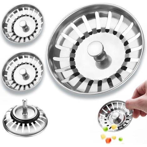 3 pièces Filtre Evier Cuisine, Bouchon Evier Cuisine, Crépine de vidange, Bouchon de panier en acier inoxydable,Convient pour la cuisine, la salle de bain contre les blocages, les odeurs(diamètre 8cm) (1/5)