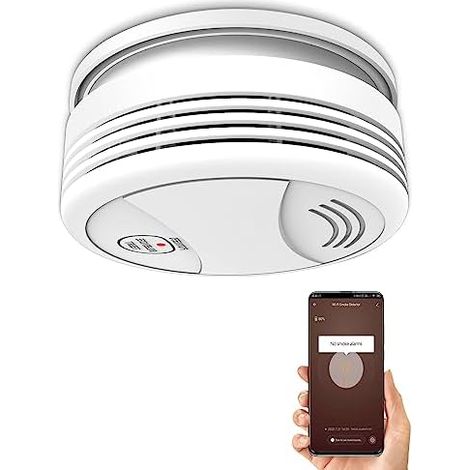 Détecteur de Fumée Intelligent, Alarme Incendie Intelligente pour la Maison, WiFi avec Notification APP, Fonctionne Google Home/Amazon Alexa, Réseau fumée - (1/5)