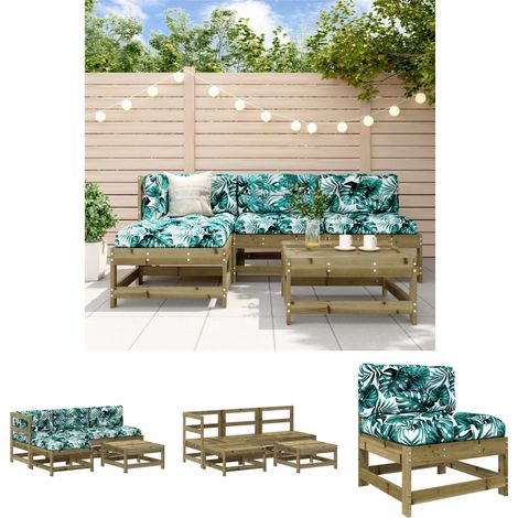 Imprägniertes Holz - vidaXL 5-tlg. Garten-Lounge-Set mit Kissen Imprägniertes Kiefernholz - Gartenlounge (1/5)