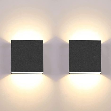 Applique Murale LED 7W Moderne Intérieur Lumière Blanche Froide 6000K Carrée Noir pour Chambre Salon Colonnade Jardin