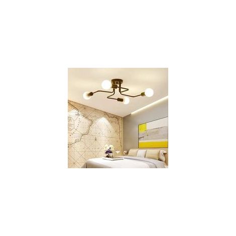 Suspension lustre industriel vintage en métal, 4 douilles E27, noire –