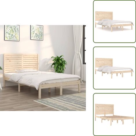 The Living Store Cadre de lit sans matelas 135x190 cm bois massif - Cadre de lit (1/5)
