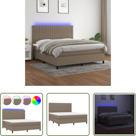Boxspringbett mit Matratze & LED Taupe 180x200 cm Stoff (1/5)