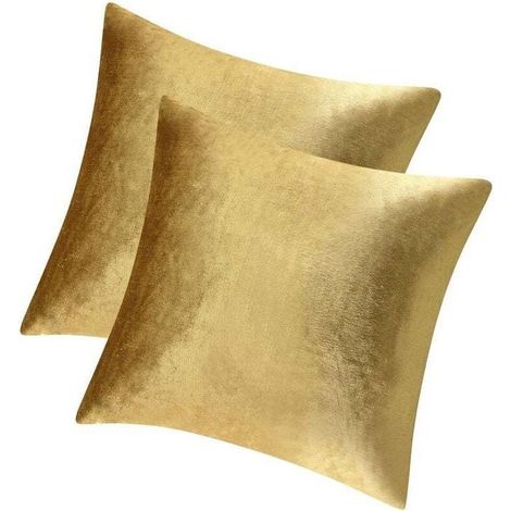 Housse De Coussin - Velours - 45 x 45 Cm - Doré - Pour Canapé Lit - Lot De 2 (1/3)