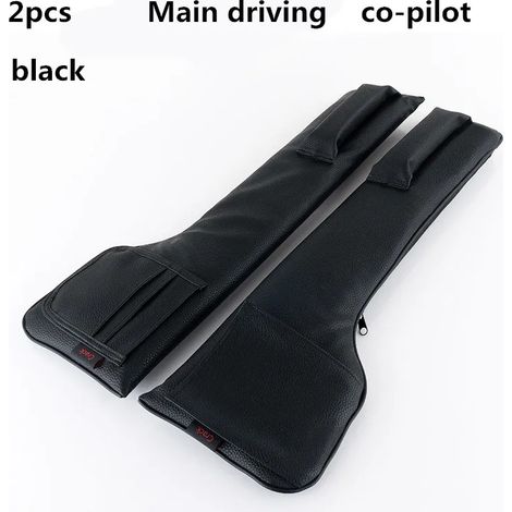 (2 pièces noires) Poches de remplissage pour sièges auto en cuir PU, coussin anti-fuite, rembourrage doux, mousse de rangement, organisateur de console centrale (1/5)