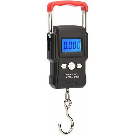 Bilancia, bilancia di precisione e dinamometro, bilancia con gancio per appendere, doppia precisione, schermo LCD retroilluminato, 50 kg / 5 g --Crezuo