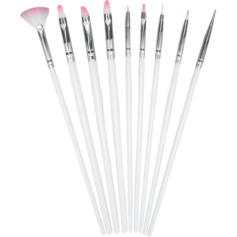 9 Pinceaux à long manche blancs pour peinture corporelle, contours graphiques, miniatures multifonctions, lot de 9 (1/5)