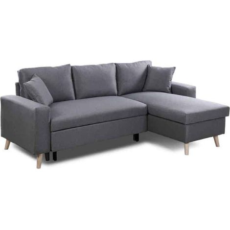 Canapé d'angle MARIA SCANDINAVE Réversible et Convertible - Gris foncé (1/5)