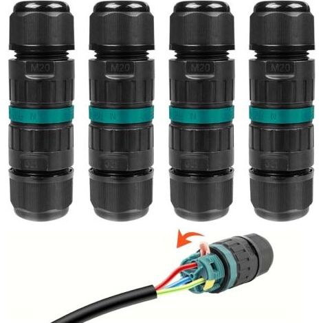 4er-Pack wasserdichte 3-Draht-Steckverbinder, wasserdichte Drahtverbinder, elektrische Anschlussdose, IP68 wasserdichte elektrische Armatur, Kabelschlauchverbindung für Erdkabel im Außenbereich (1/5)