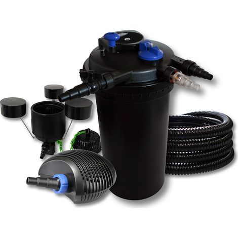 SunSun Filtro a pressione per laghetti 30000l 18W UVC 40W ECO Pompa 25m Tubo Skimmer CSP-250
