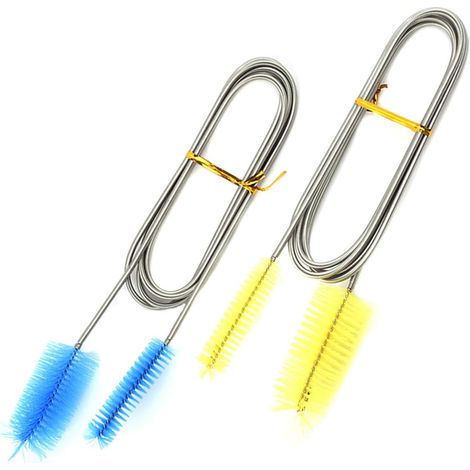 Brush Nettoyage Tube Aquarium - Double Embout Flexible - Acier Inoxydable et Nylon - Pour Tubes de Petit Diamètre - 2 Pièces (1/5)