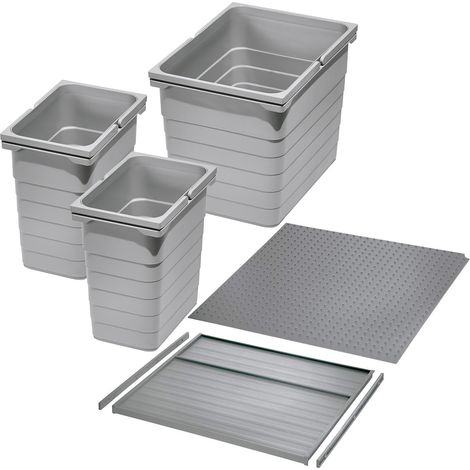 Ninka Abfalltrennsystem eins2vier KB 450 mm (2 x 8L / 1 x 17L) alugrau für Seitenstärke 16 mm (1/5)