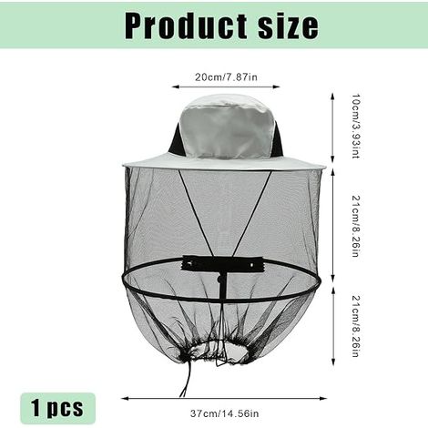 Cappello da apicoltore con zanzariera, rete antizanzare per la testa, cappello anti-insetti per uomo e donna, ideale per attività all'aperto, pesca e campeggio (grigio) (1/4)