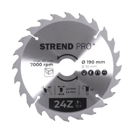 Scheibe Strend Pro TCT 190x2.4x30/20 mm 24T, für Holz, Sägeblatt, SK-Zähne