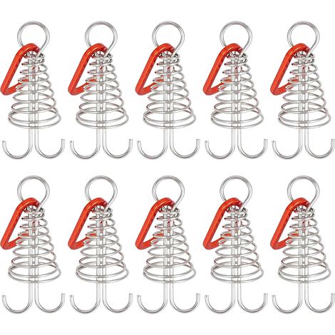 Juego de 10 anclajes de cubierta de aleación de aluminio con hebilla de resorte, estacas portátiles para tiendas de campaña. (1/5)