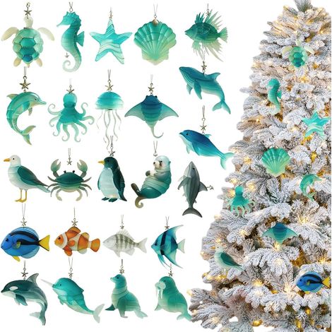 Calendrier de l'Avent Animaux – Décoration de Noël 2D en acrylique pour la maison, Porte-clés mignon avec motif marin Pour adultes, porte-clés sac à dos, décoration de Noël, d'anniversaire et de port (1/5)