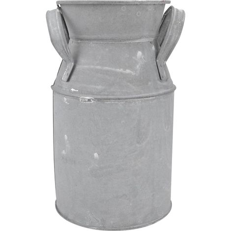 Vintage Blumentopf aus galvanisiertem Eisenblech in Silber