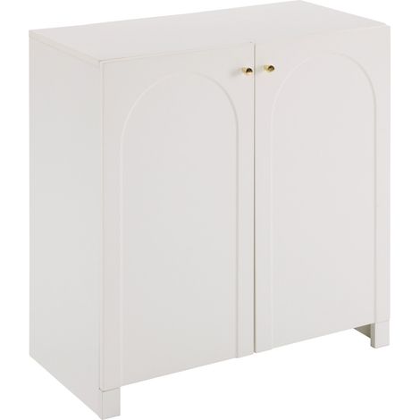 Credenza a 2 ante bianca 80 x 40 x 80 cm in truciolare con sistema antiribaltamento (1/5)