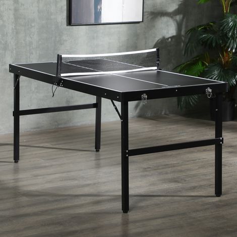 Table de ping-pong pliante avec cadre en aluminium et filet pour une utilisation intérieure et extérieure 152 x 76 x 72 cm Noir